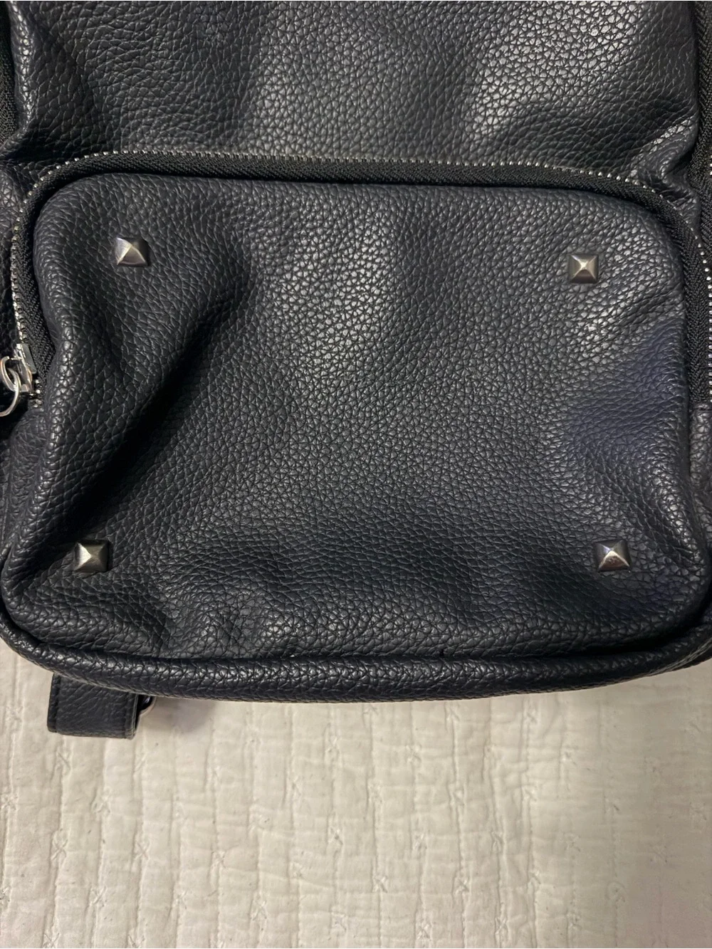 Prune Black Leather Studded Accent Backpack
